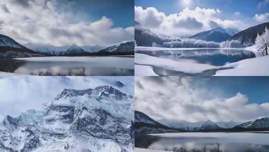 雪山 大山 高山 云海 湖泊高清在线视频素材下载