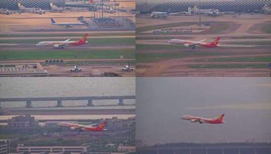8K深圳机场起飞的海南航空客机高清在线视频素材下载