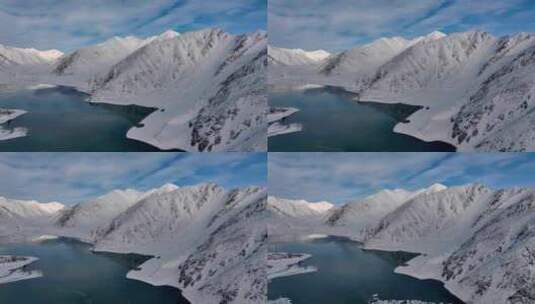新疆帕米尔高原昆仑雪山白沙湖航拍高清在线视频素材下载