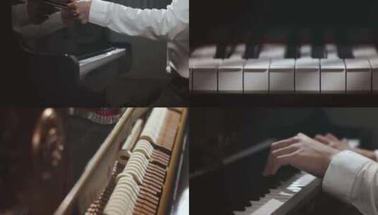 弹钢琴演奏音乐家独奏琴键弦槌演奏家高清在线视频素材下载