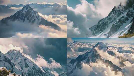 雪山山峰山脉云海唯美风景风光素材原创高清在线视频素材下载