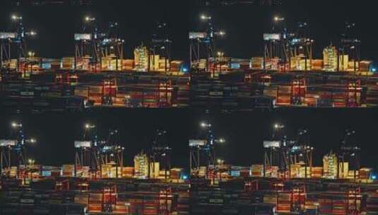 盐田港夜景港口货运码头贸易物流C0095高清在线视频素材下载