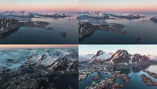 4K航拍挪威斯沃尔韦尔清晨自然美景高清在线视频素材下载