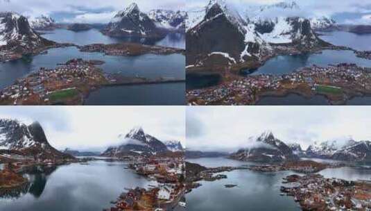 4K航拍挪威罗弗敦群岛自然风光高清在线视频素材下载