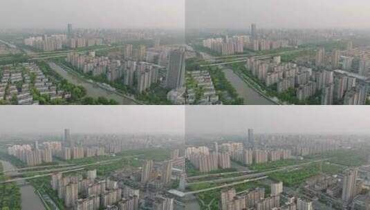 上海绕城高速嘉定区嘉定新城道路航拍高清在线视频素材下载