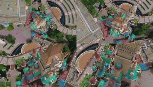 香港迪士尼乐园城堡FPV式拍摄（航拍）高清在线视频素材下载