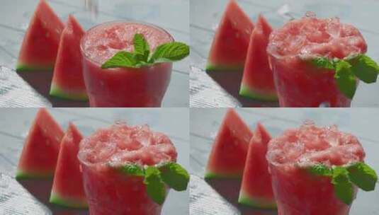 西瓜甜点加冰高清在线视频素材下载