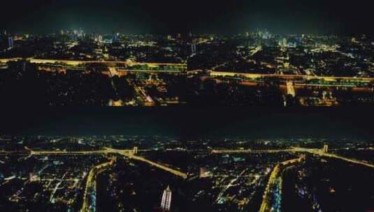 江苏南京城墙夜景航拍高清在线视频素材下载