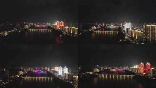 江西赣州章水两岸夜景灯光航拍江西赣州高清在线视频素材下载