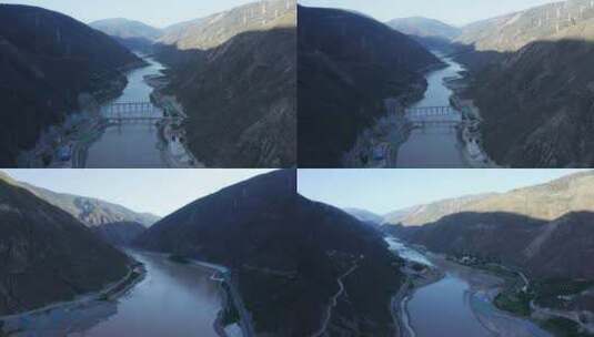 航拍金沙江 四川西藏交界桥 川西 G318高清在线视频素材下载