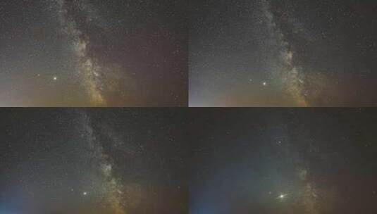 夜空中闪烁的星星。天空中行星土星和木星的高清在线视频素材下载