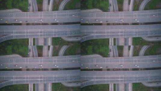 4K：高架收费公路路口的无人机超翻转视频高清在线视频素材下载