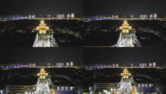 航拍湖北襄阳古城夜景襄阳北街高清在线视频素材下载