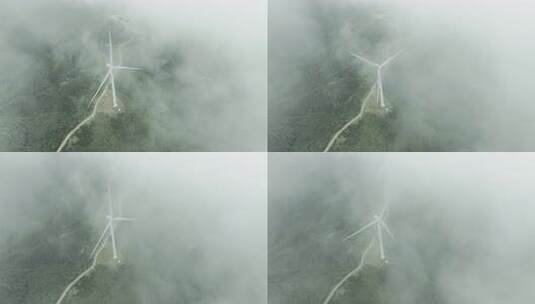 4k无人机航拍高山风车云海高清在线视频素材下载