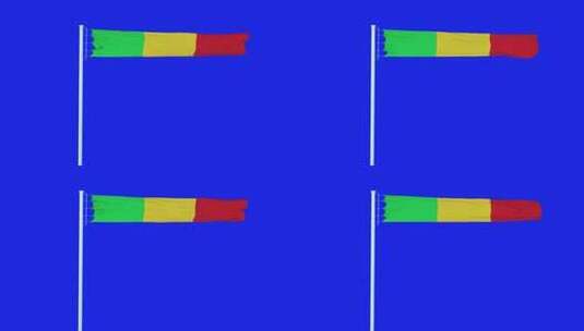 马里国旗在蓝色背景下挥舞孤立。垂直视频高清在线视频素材下载