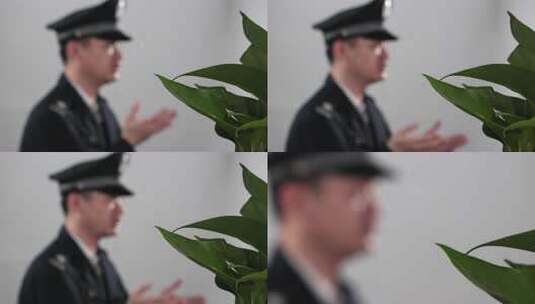 人民警察匿名访谈工作讲解普法讲解警察日高清在线视频素材下载