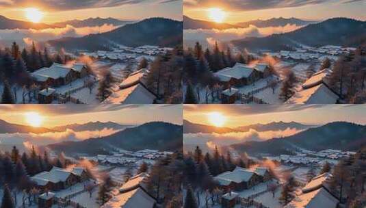 「有版权」航拍中国雪乡4K高清在线视频素材下载