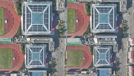 上海松江体育中心建筑航拍高清在线视频素材下载