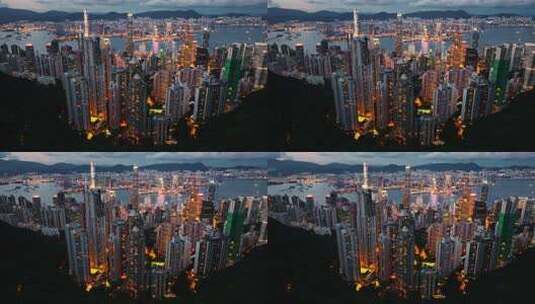 香港维多利亚港夜景航拍高清在线视频素材下载