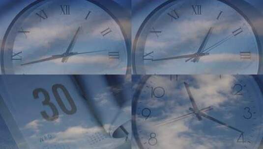 时间倒流时钟特写白云高清在线视频素材下载