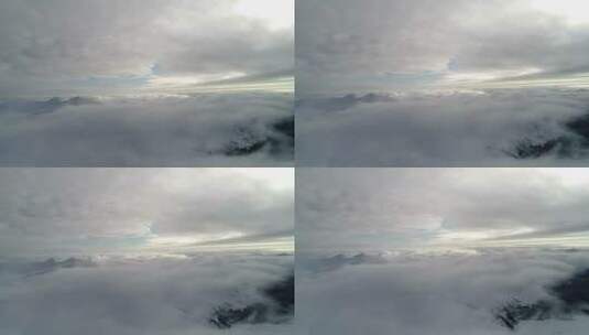 多云天气下雾蒙蒙的寒冷风景全景高清在线视频素材下载