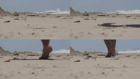 赤脚走在海岸沙滩高清在线视频素材下载