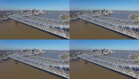 密西西比河上新月大桥高清在线视频素材下载