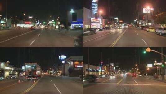 汽车在夜晚的街道上行驶高清在线视频素材下载