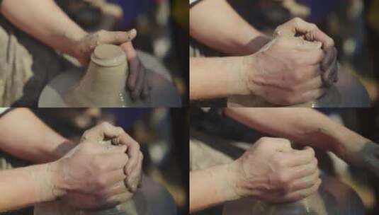 波特大师教孩子做陶瓷罐子高清在线视频素材下载