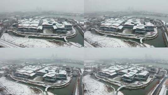 s0004-雪景-1912小镇-万福大桥全景高清在线视频素材下载