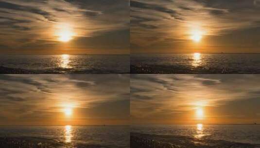 海上云中美丽的日落高清在线视频素材下载