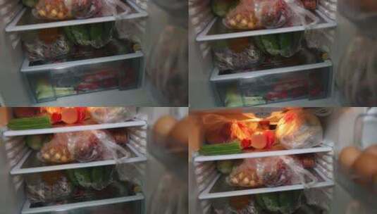 冰箱里塞满各种食材高清在线视频素材下载
