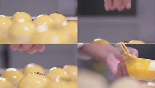 【镜头合集】蛋黄酥刷蛋黄放入烤箱高清在线视频素材下载