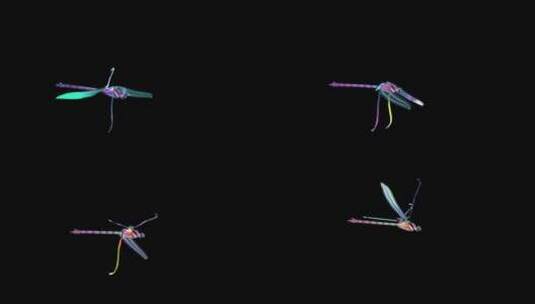 粒子全息蜻蜓背景高清在线视频素材下载