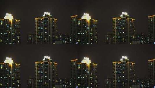 城市夜晚高层住宅群高清在线视频素材下载