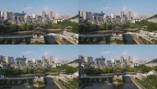 贵州省贵阳市甲秀楼航拍高清在线视频素材下载