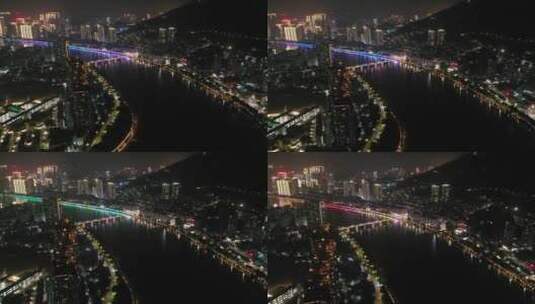 泉州夜景航拍晋江夜景安溪夜景唯美城市夜景高清在线视频素材下载