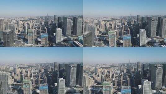 航拍山东济南奥体中心济南新城城市高楼高清在线视频素材下载