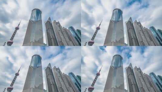 延时拍摄上海现代地标建筑和都市风光高清在线视频素材下载