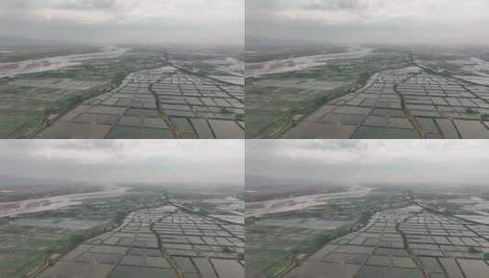黄河渔业养殖业质感航拍高清在线视频素材下载