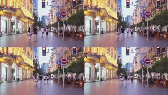 上海南京东路步行街夜景高清在线视频素材下载