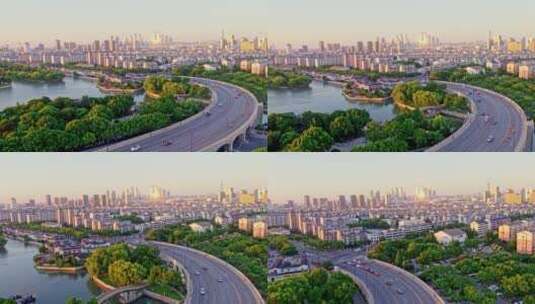 京杭大运河苏州古城觅渡桥高清在线视频素材下载