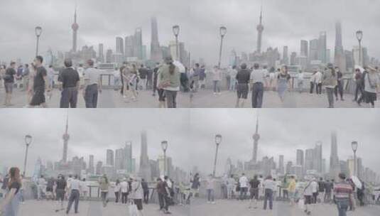上海疫情后外滩光景台上的人们高清在线视频素材下载