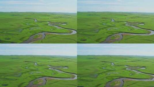 呼伦贝尔草原上的莫日格勒河高清在线视频素材下载