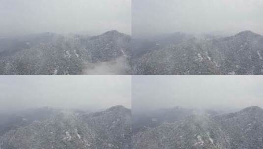 杭州灵隐雪下雪航拍高清在线视频素材下载