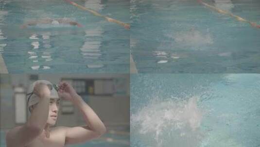 男人在泳池游泳高清在线视频素材下载