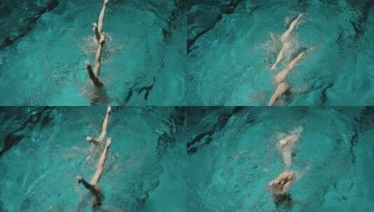女子花样游泳高清在线视频素材下载