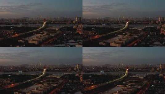广州新光大桥夜景航拍风光高清在线视频素材下载