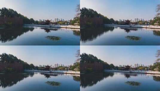 深圳公园蓝天湖泊延时视频高清在线视频素材下载