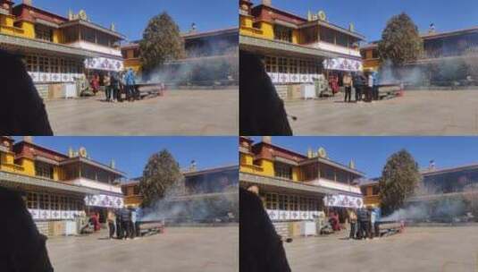 西藏扎基寺内建筑风光高清在线视频素材下载